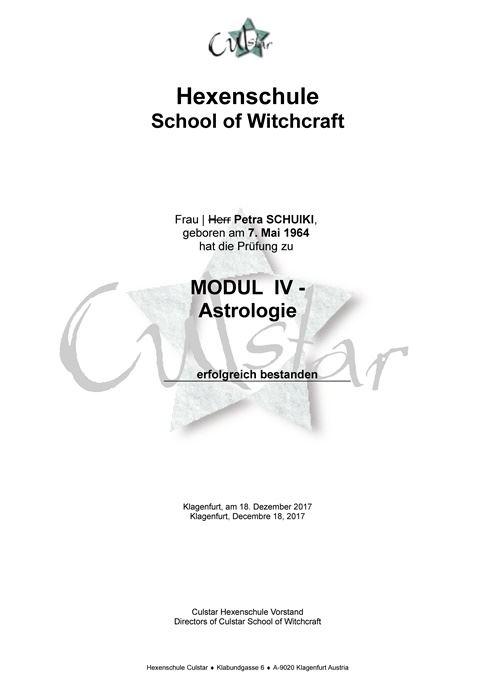 Zertifikat Hexenschule Culstar